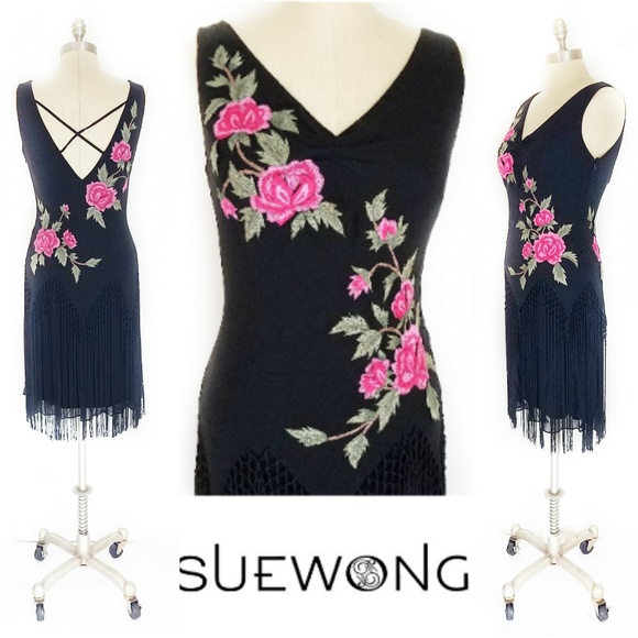 Sue Wong Dresses & Skirts - Sue Wong Embellished Fringe Sheath Dress Sz 8